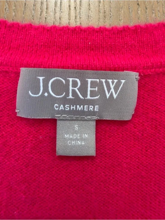 J. Crew Neon Berry Red Cashmere V-neck Sweater Vest - Sz. S - Picture 4 of 6